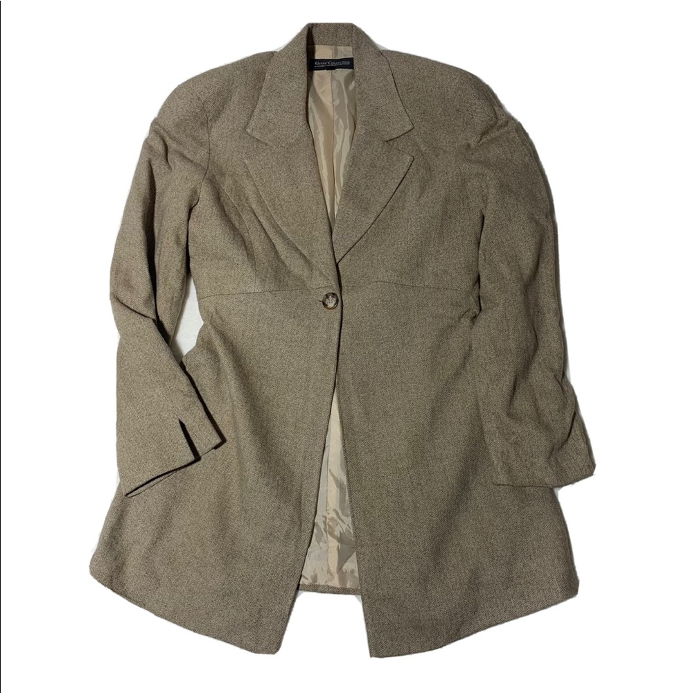 Vtg Guess Collection lobs sleeve one button coat blazer herringbone Sz 4